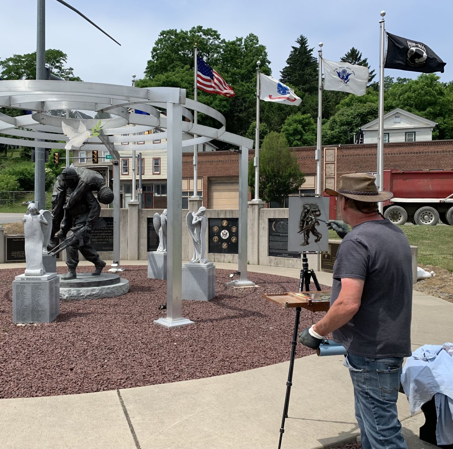 Artist creates painting of Veterans statue for Susquehanna Summer Solstice Fest